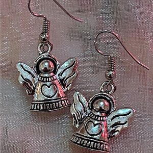 Bundle of Silver Angel Earrings, 5 sets in Bundle, Comes with Green Gift Bags
